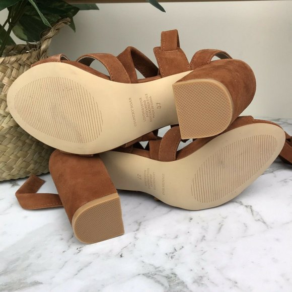 SOLD Country Road Tan Suede Leather Heels Shoes Size 37 - Picture 7 of 12